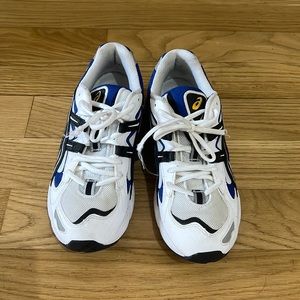 ASICS white and blue running shoes